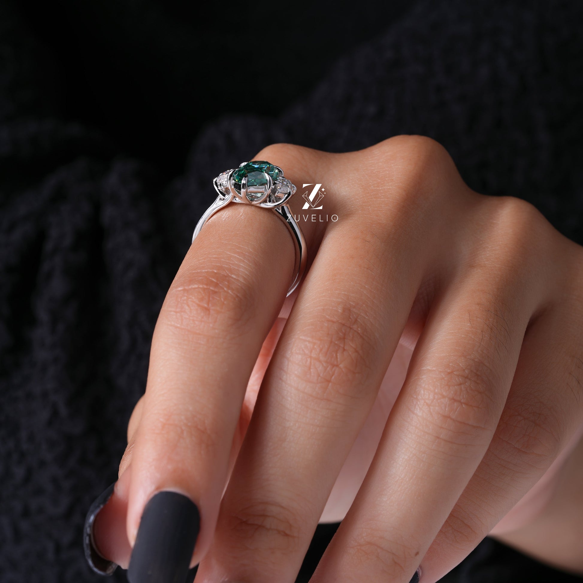 Green Hexagon Moissanite Ring - Zuvelio.com