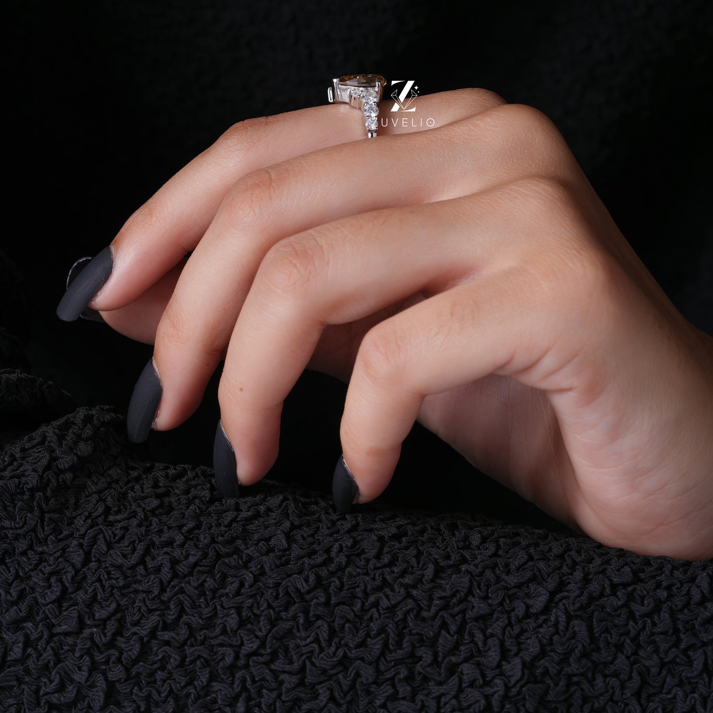 Champagne Pear Halo Ring