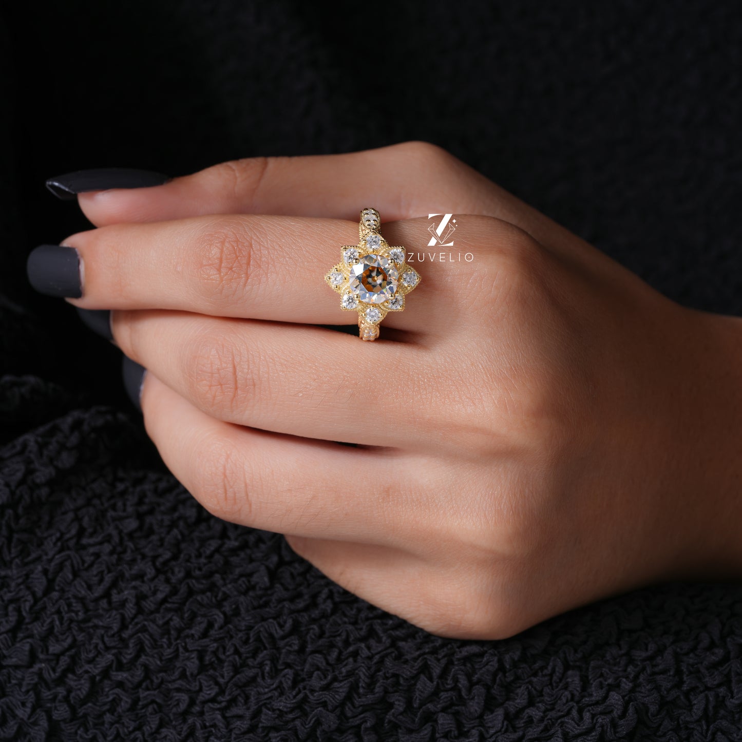 OEC Champagne Halo Ring