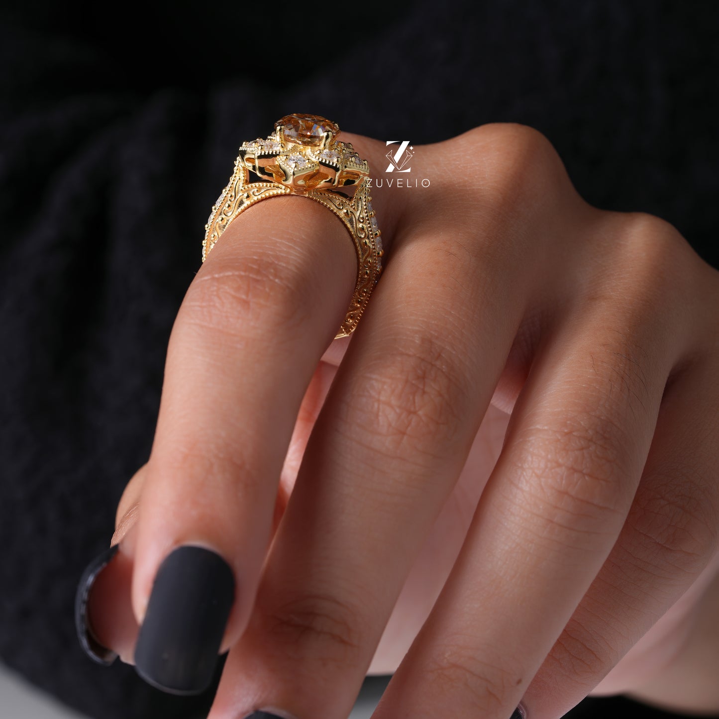 OEC Champagne Halo Ring