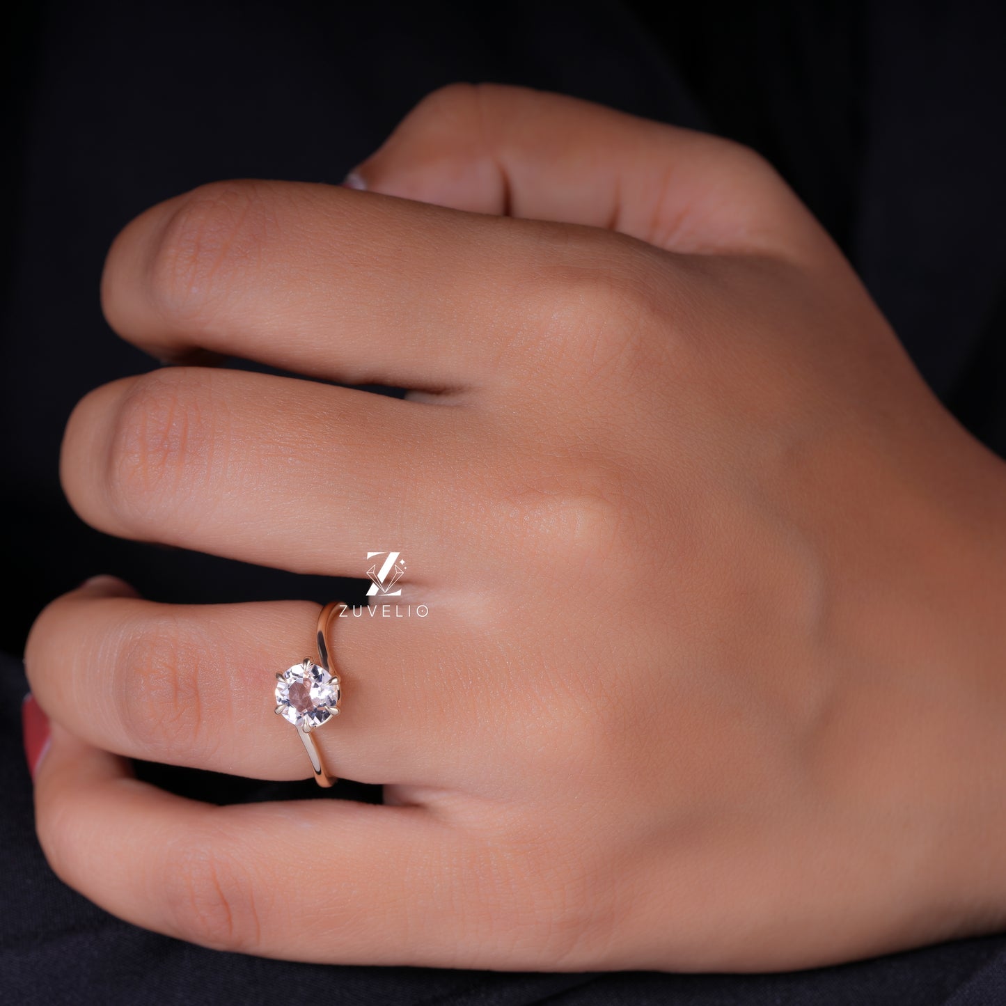 Pink Round Solitaire Ring