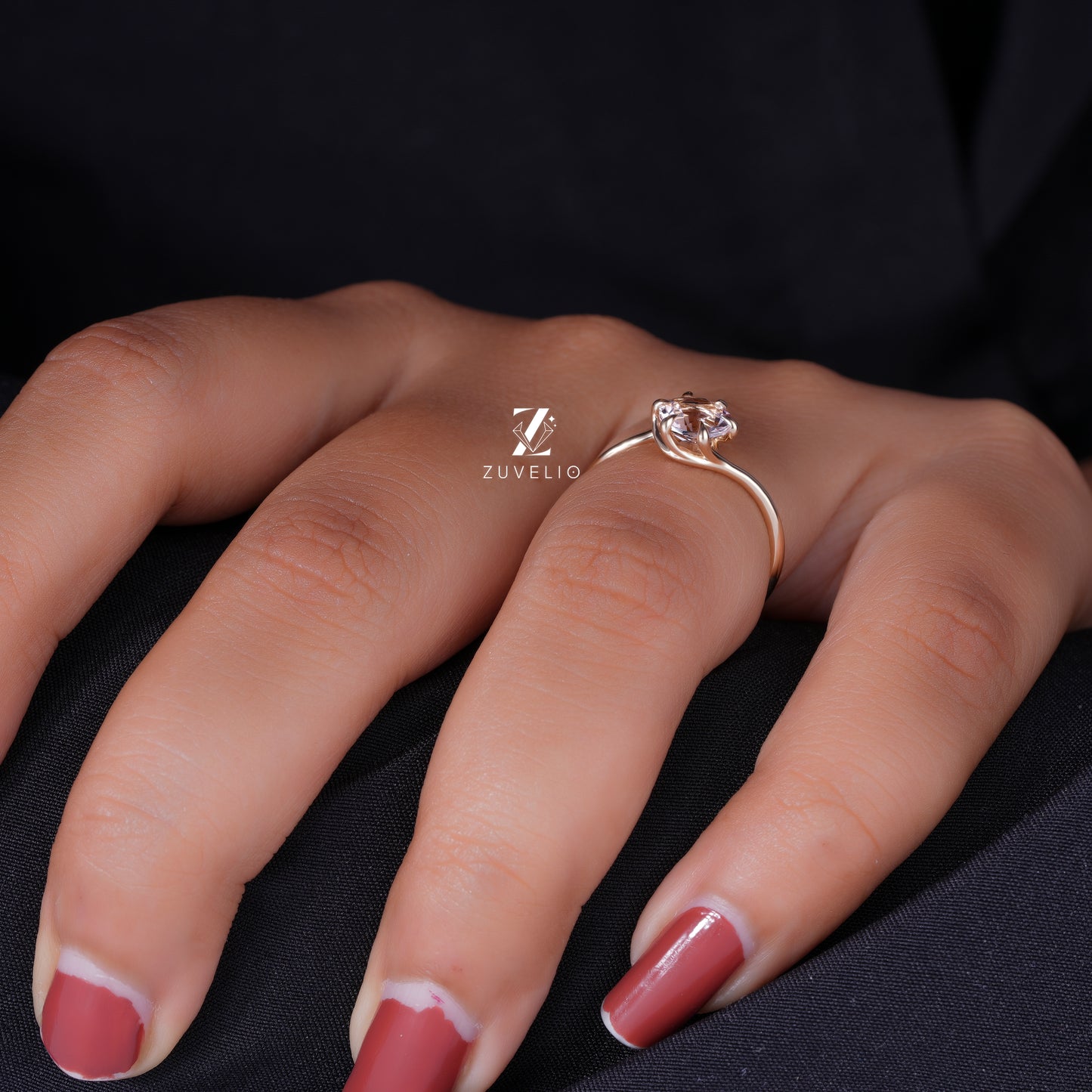 Pink Round Solitaire Ring