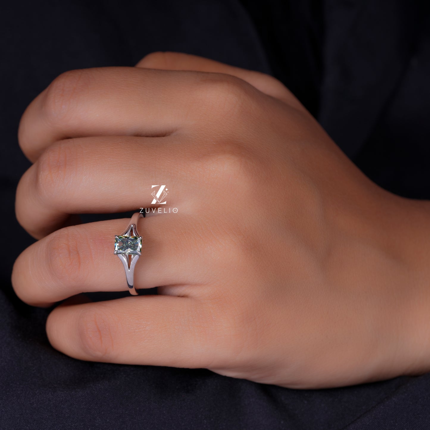 Dainty Radiant Moissanite Ring