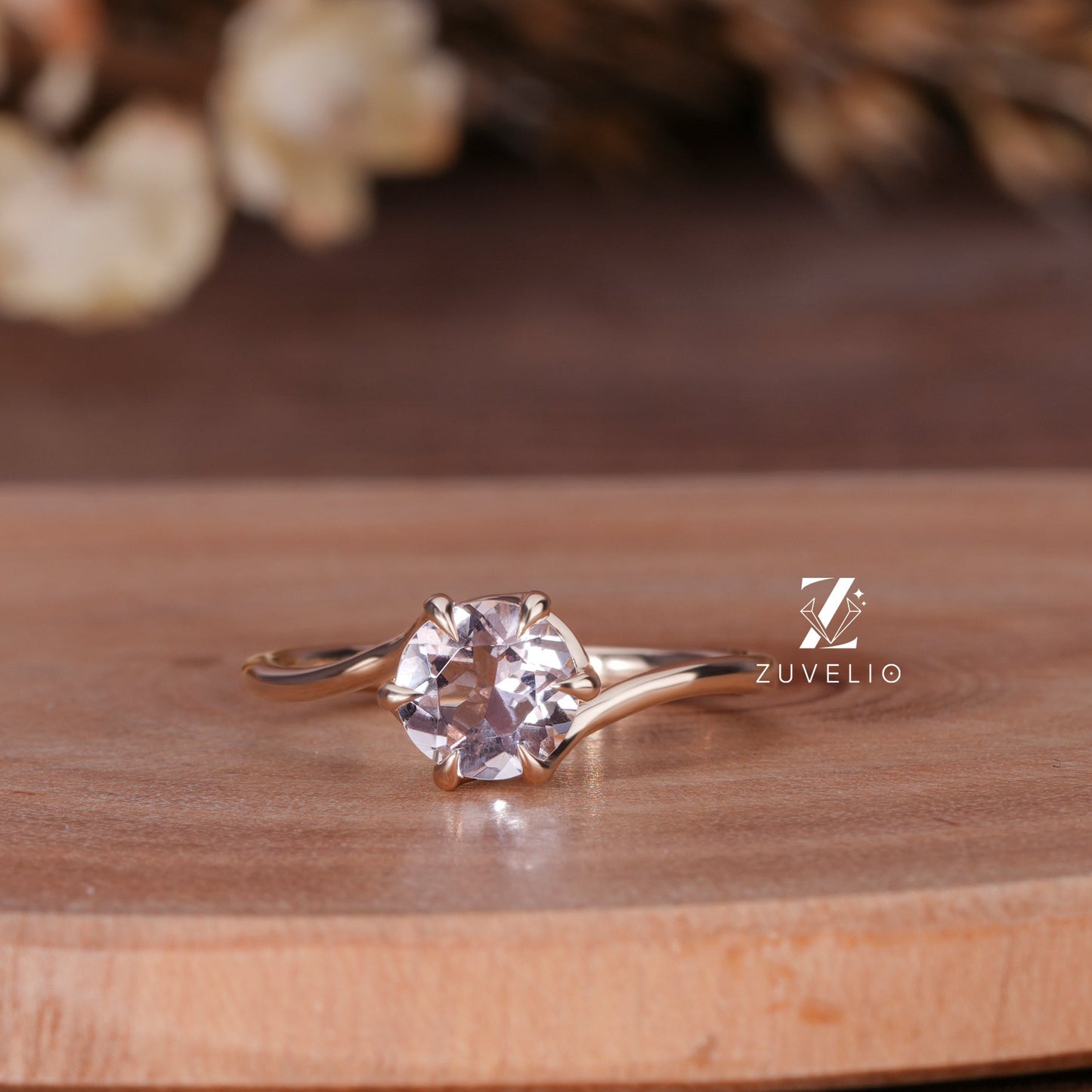 Pink Round Solitaire Ring