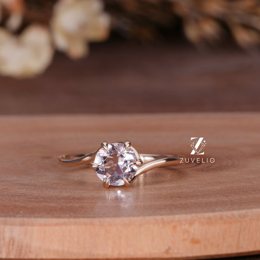 Pink Round Solitaire Ring