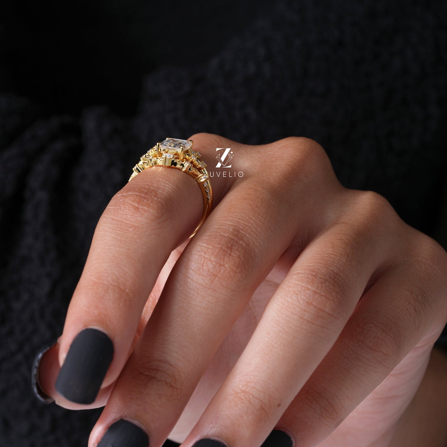 Emerald Bridal Moissanite Ring - Zuvelio.com