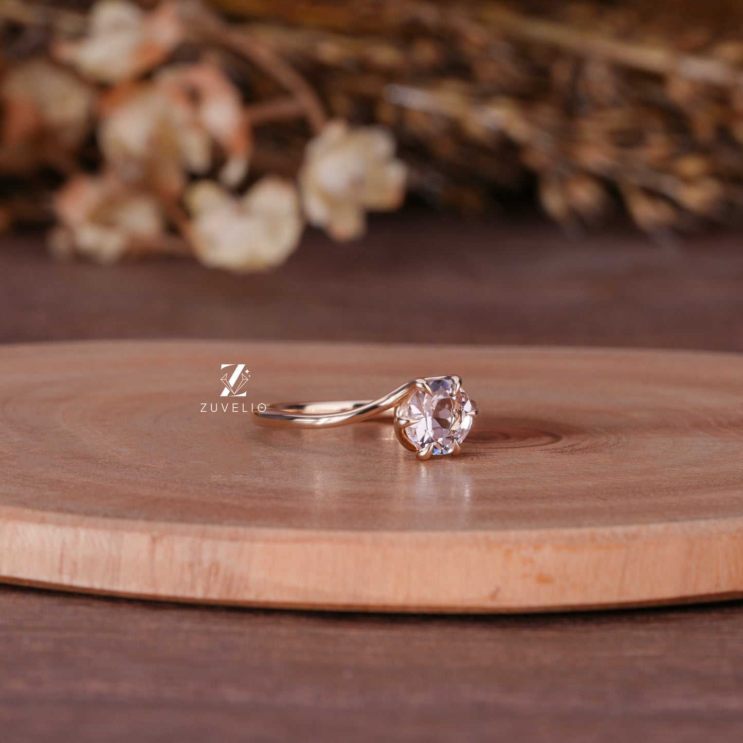 Pink Round Solitaire Ring