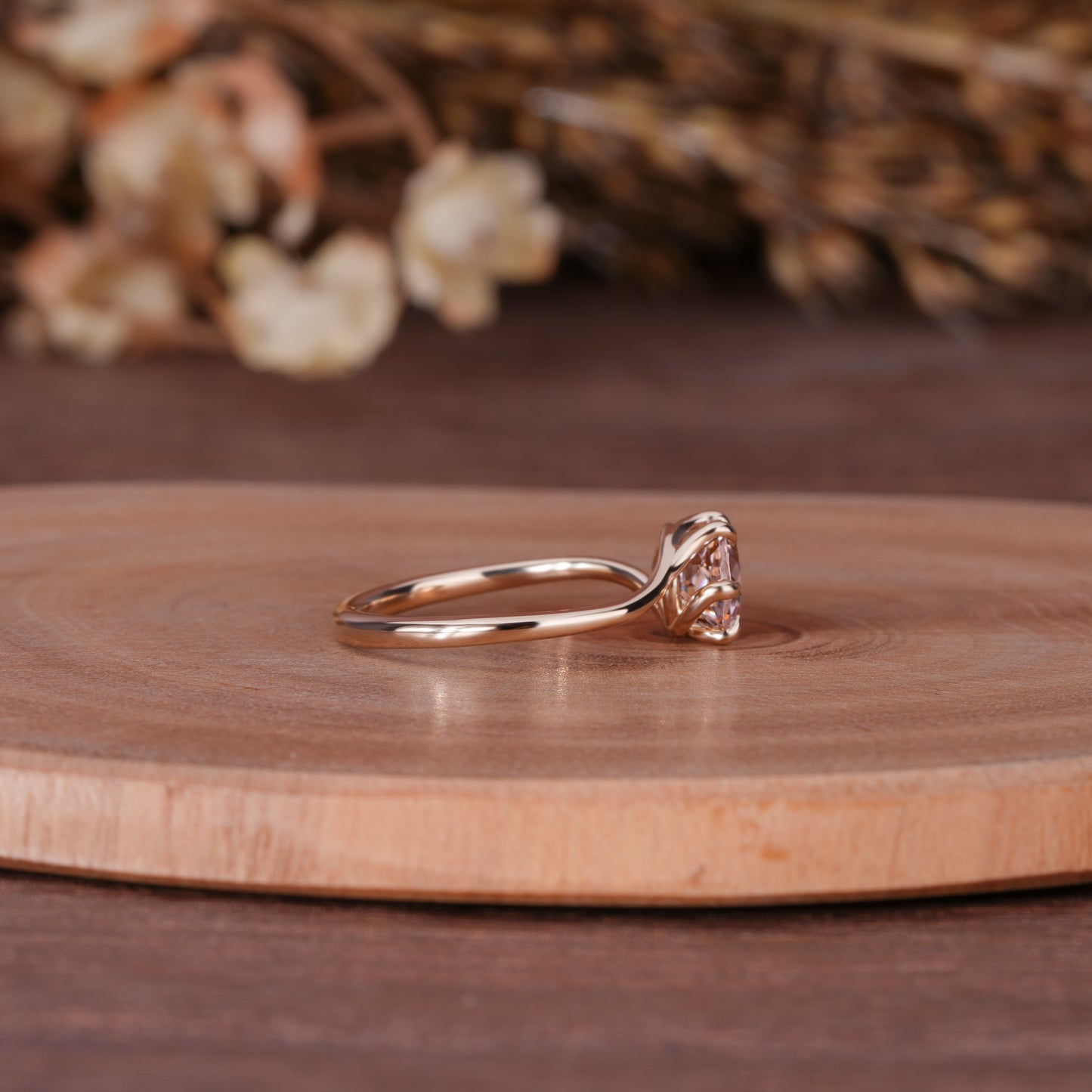 Pink Round Solitaire Ring