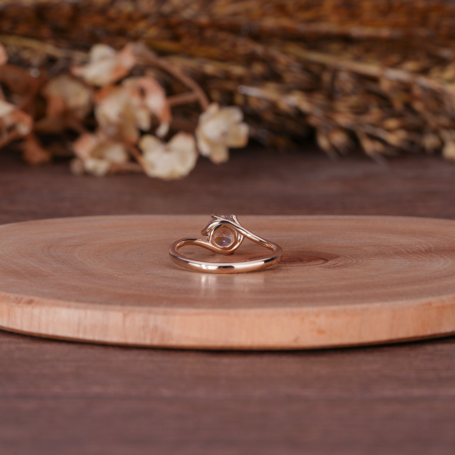 Pink Round Solitaire Ring