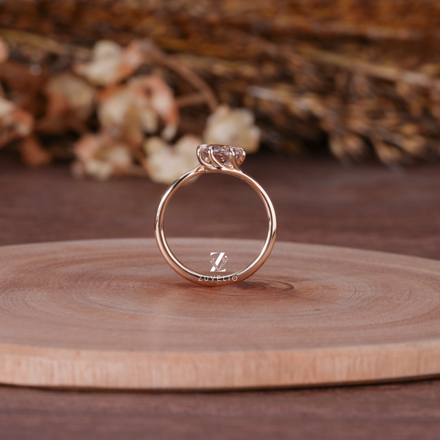 Pink Round Solitaire Ring