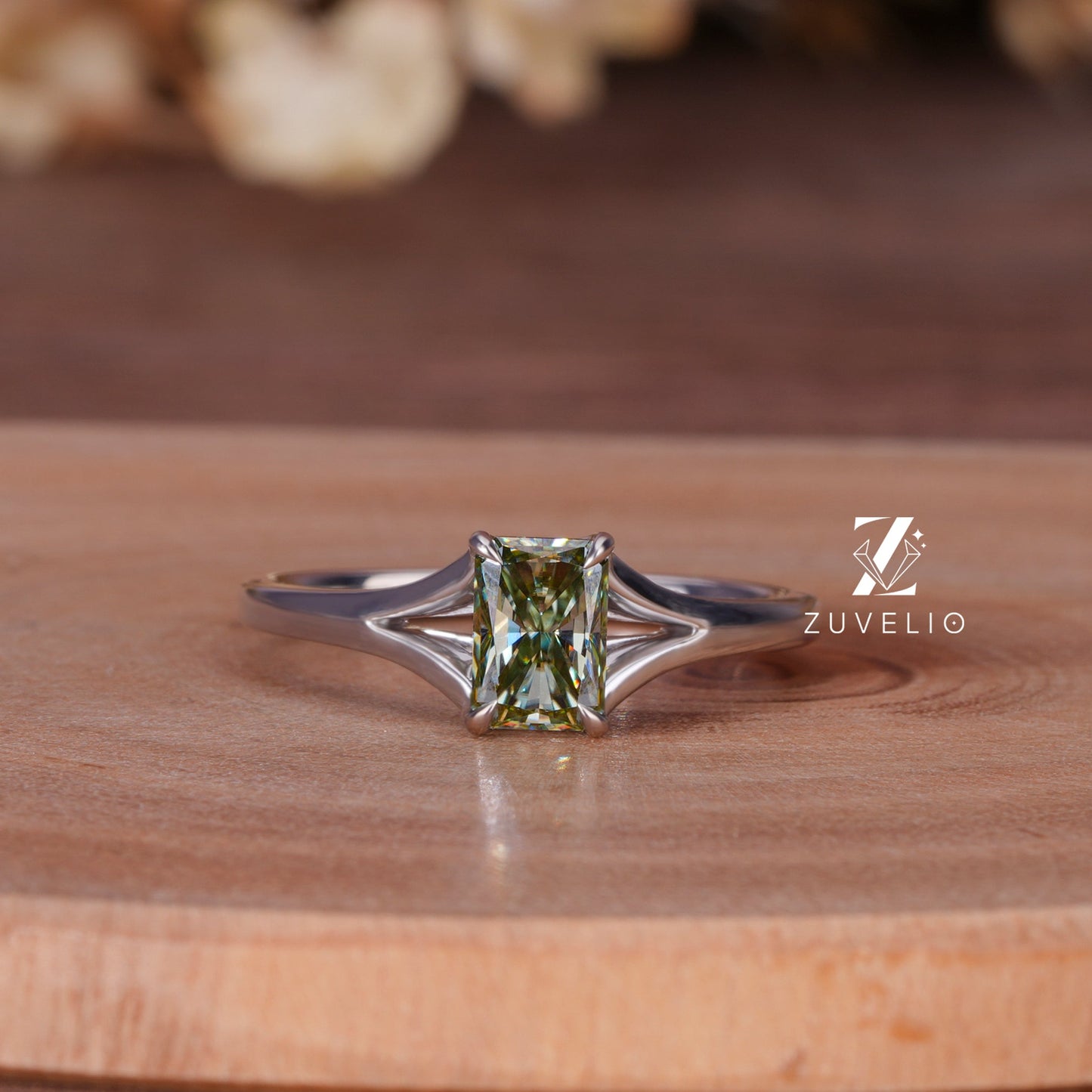 Dainty Radiant Moissanite Ring