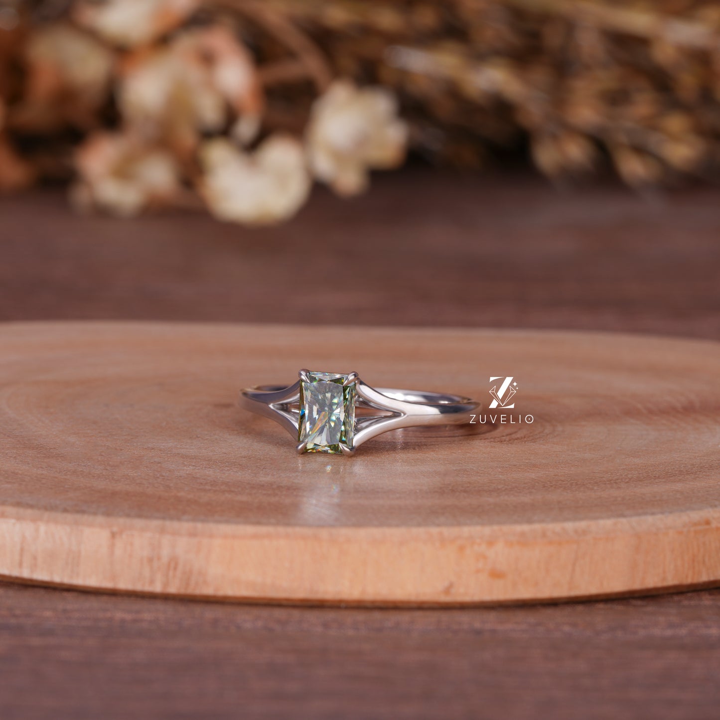 Dainty Radiant Moissanite Ring