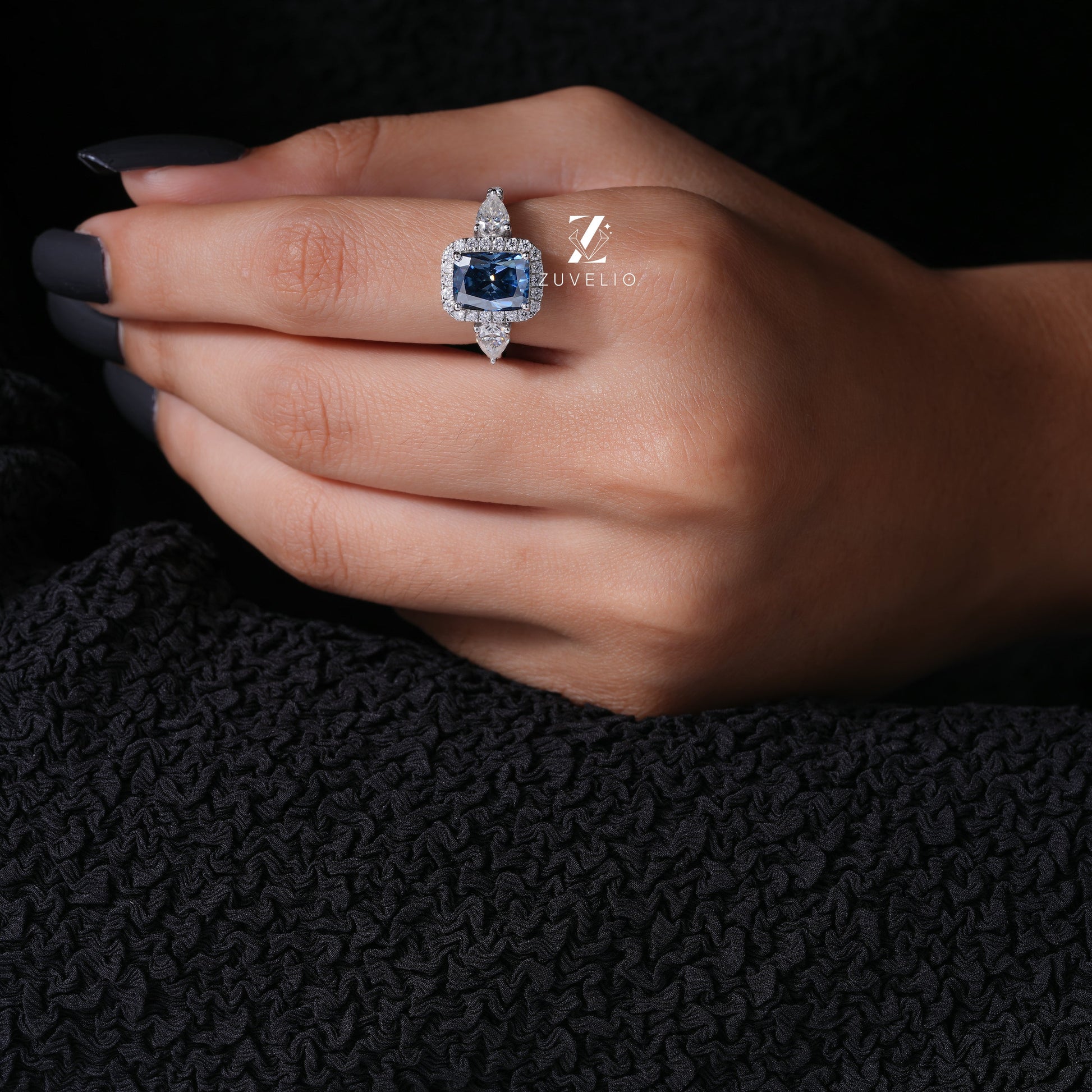 Royal Blue Moissanite Ring - Zuvelio.com