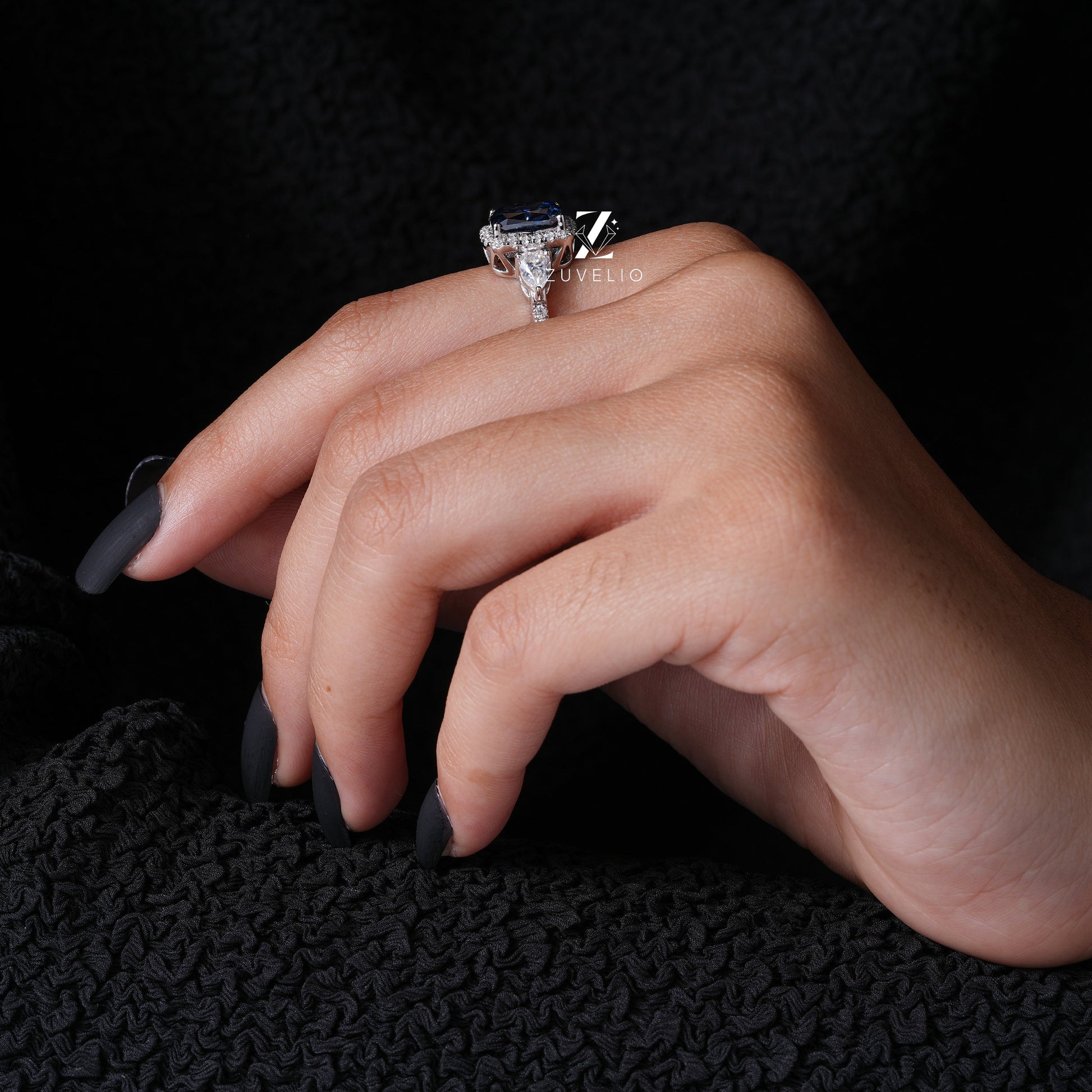 Royal Blue Moissanite Ring - Zuvelio.com