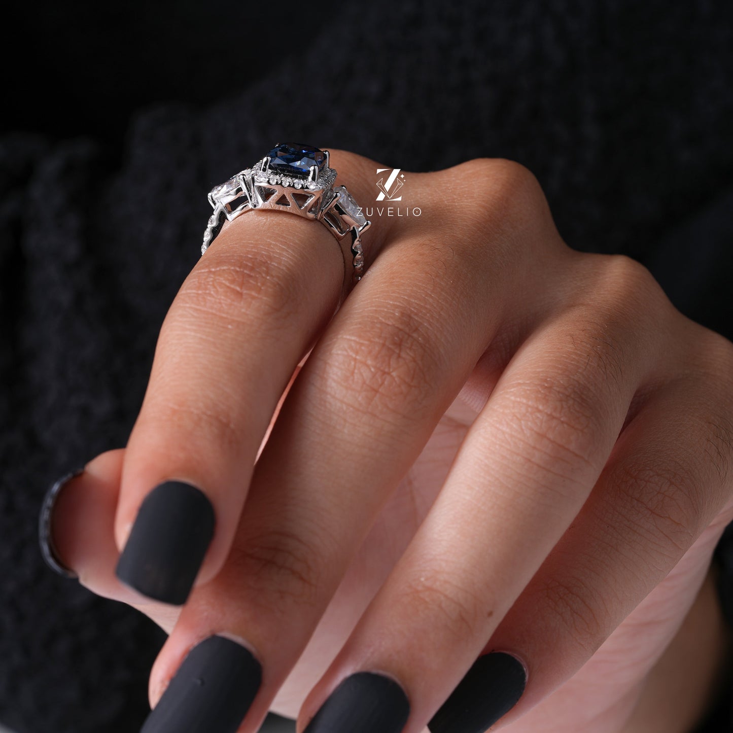 Royal Blue Moissanite Ring - Zuvelio.com