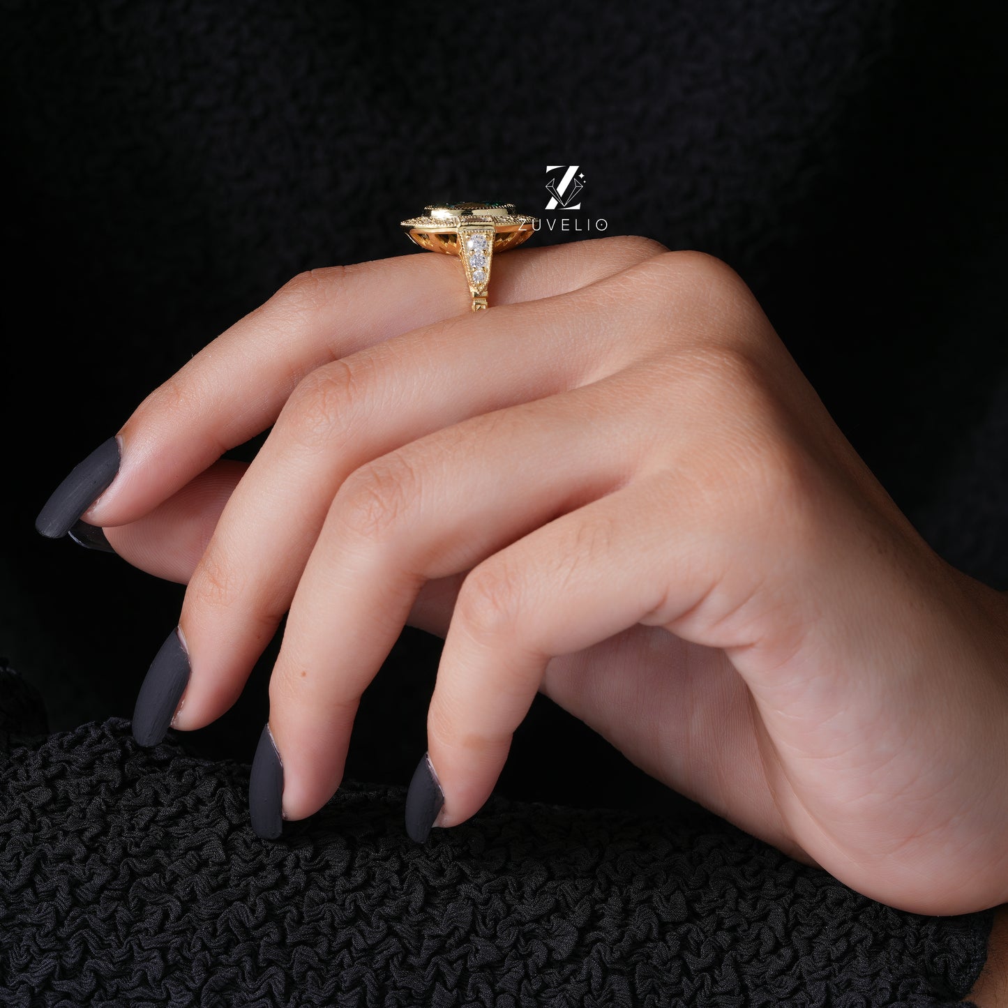 Oval Cluster Halo Ring