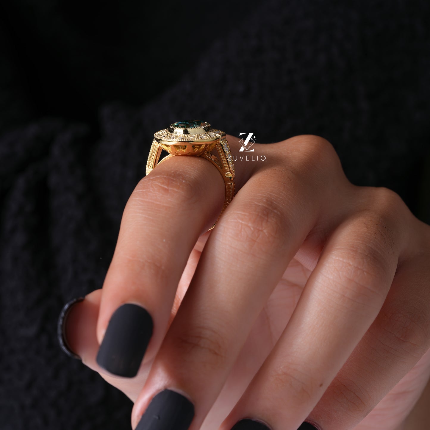 Oval Cluster Halo Ring