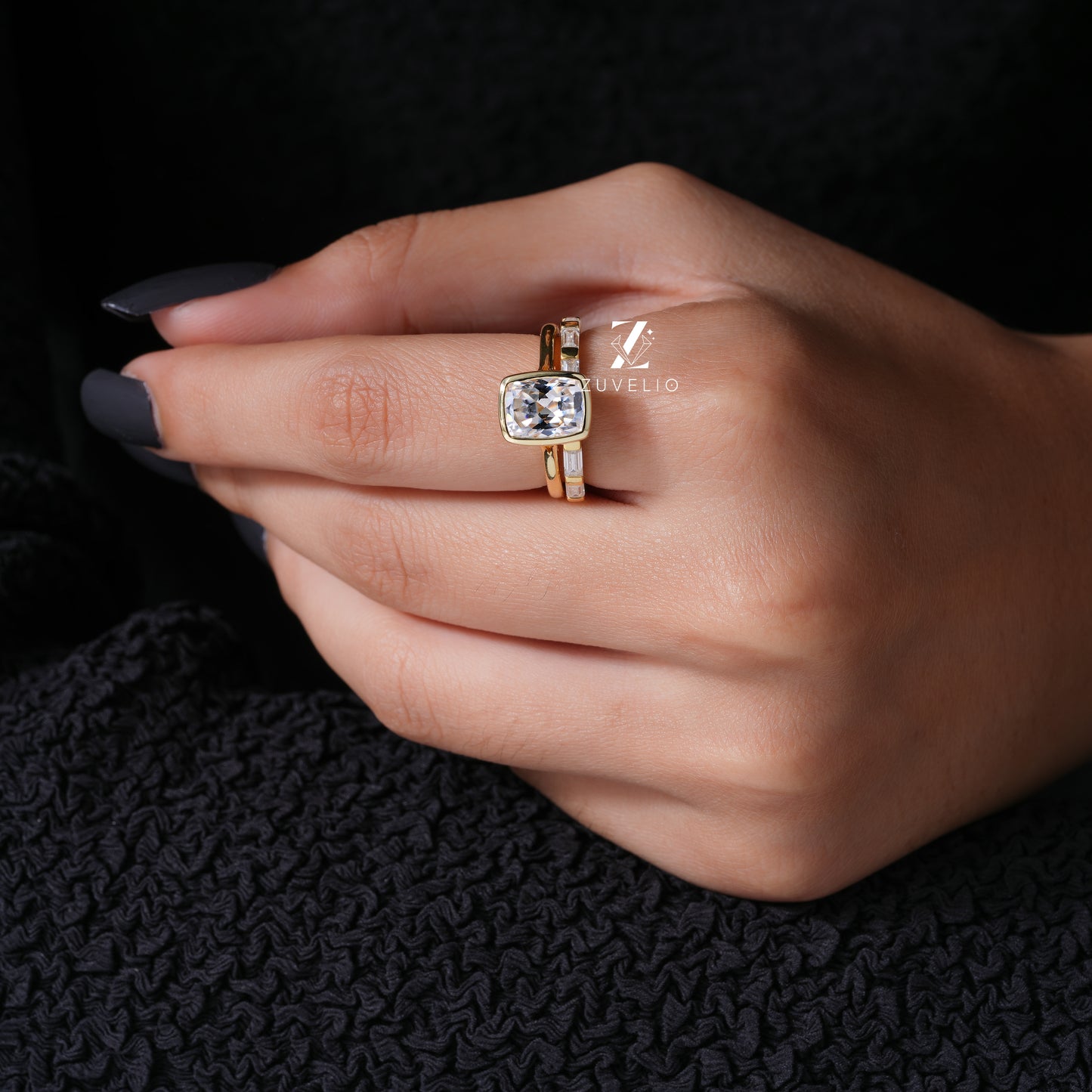 Cushion Moissanite Bridal Set
