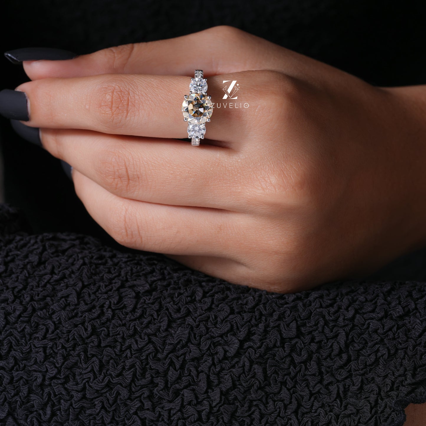 Three Stone Moissanite Ring - Zuvelio.com