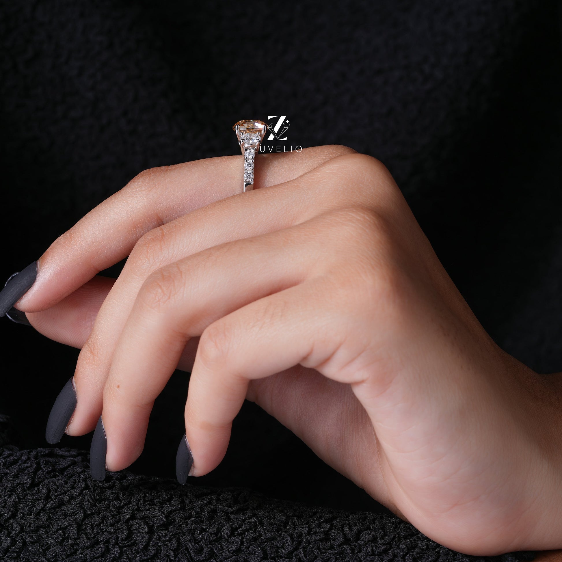 Three Stone Moissanite Ring - Zuvelio.com
