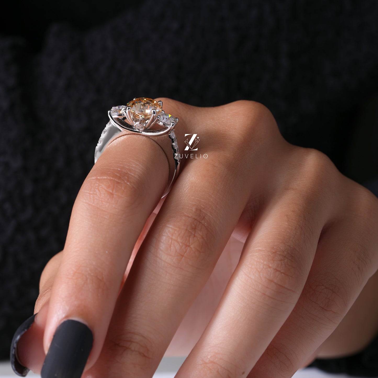 Three Stone Moissanite Ring - Zuvelio.com