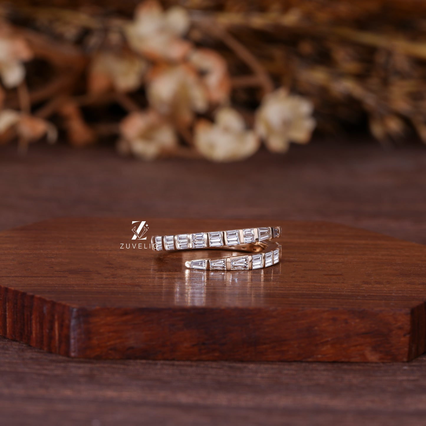 Spiral Baguette Diamond Band