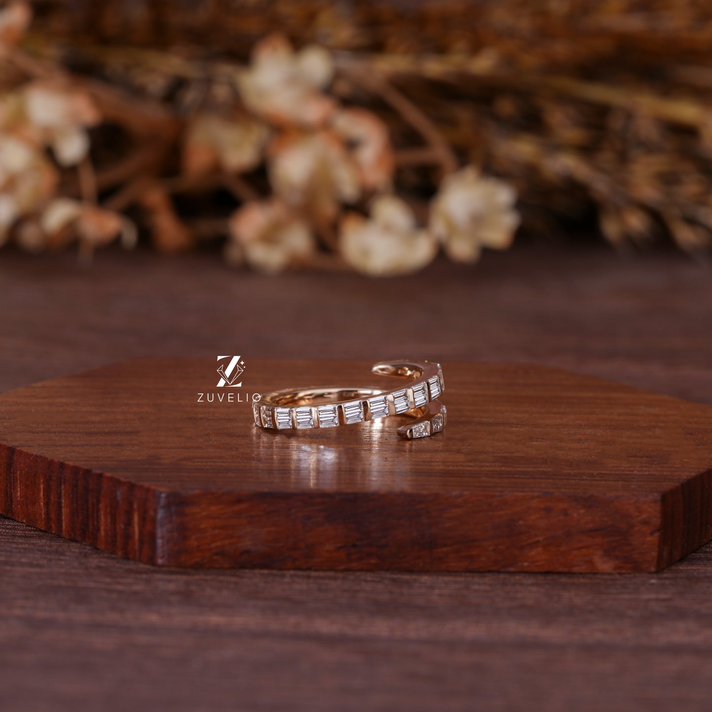 Spiral Baguette Diamond Band