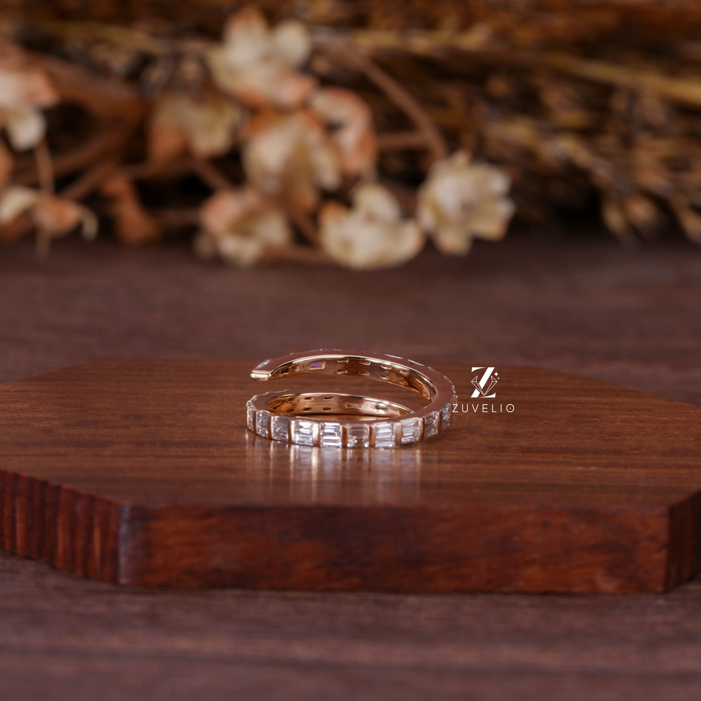 Spiral Baguette Diamond Band