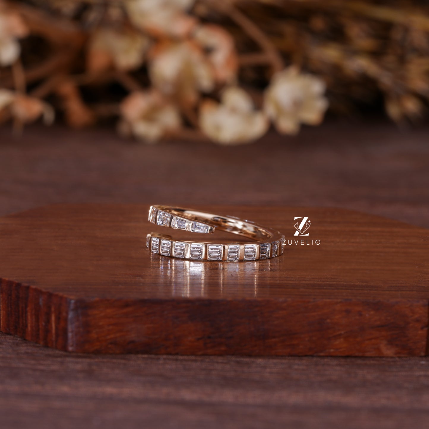 Spiral Baguette Diamond Band