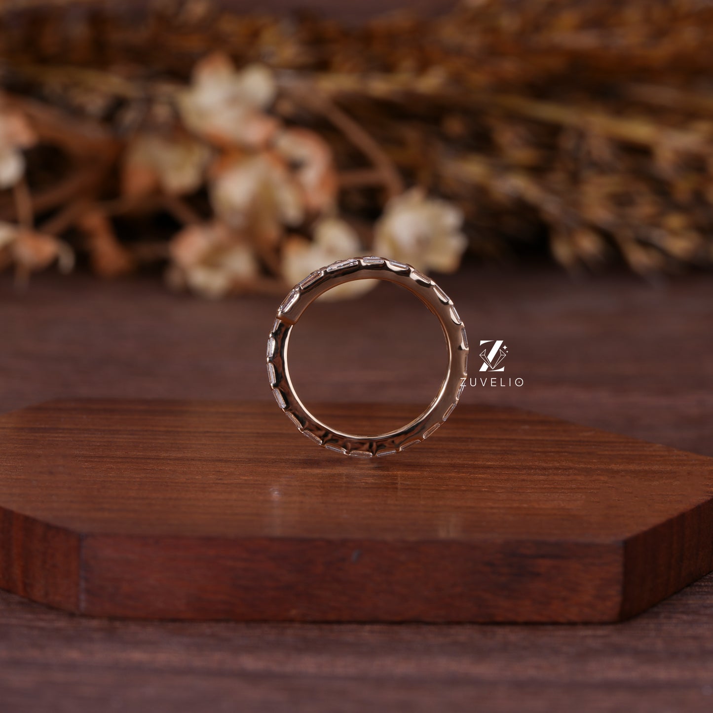 Spiral Baguette Diamond Band