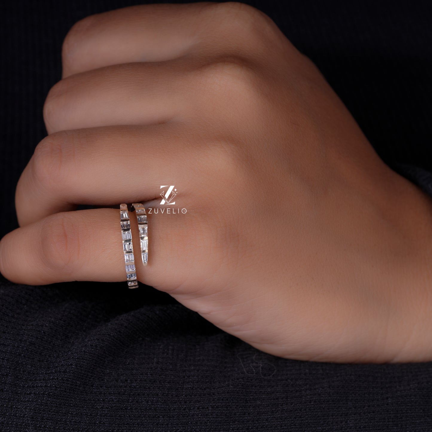 Spiral Baguette Diamond Band