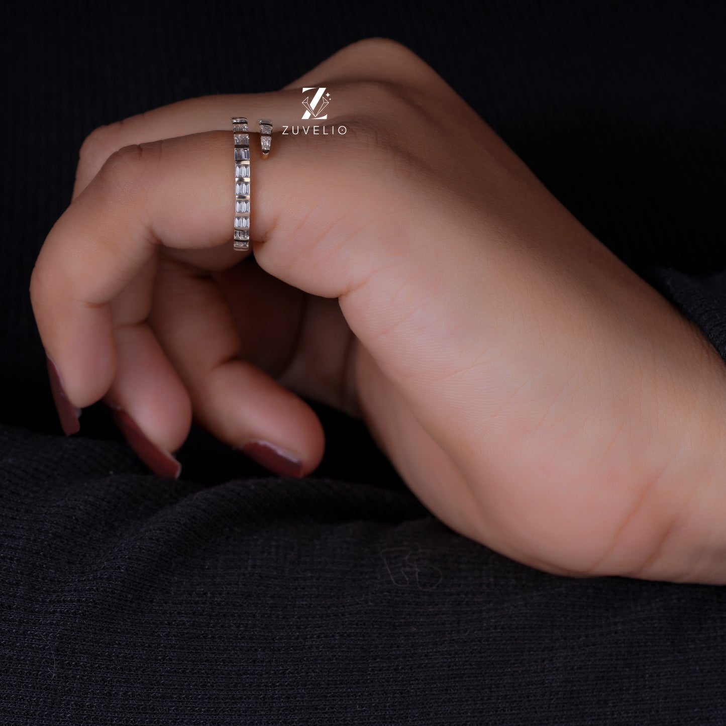 Spiral Baguette Diamond Band