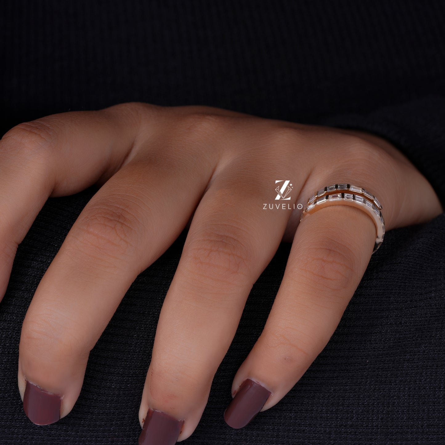 Spiral Baguette Diamond Band