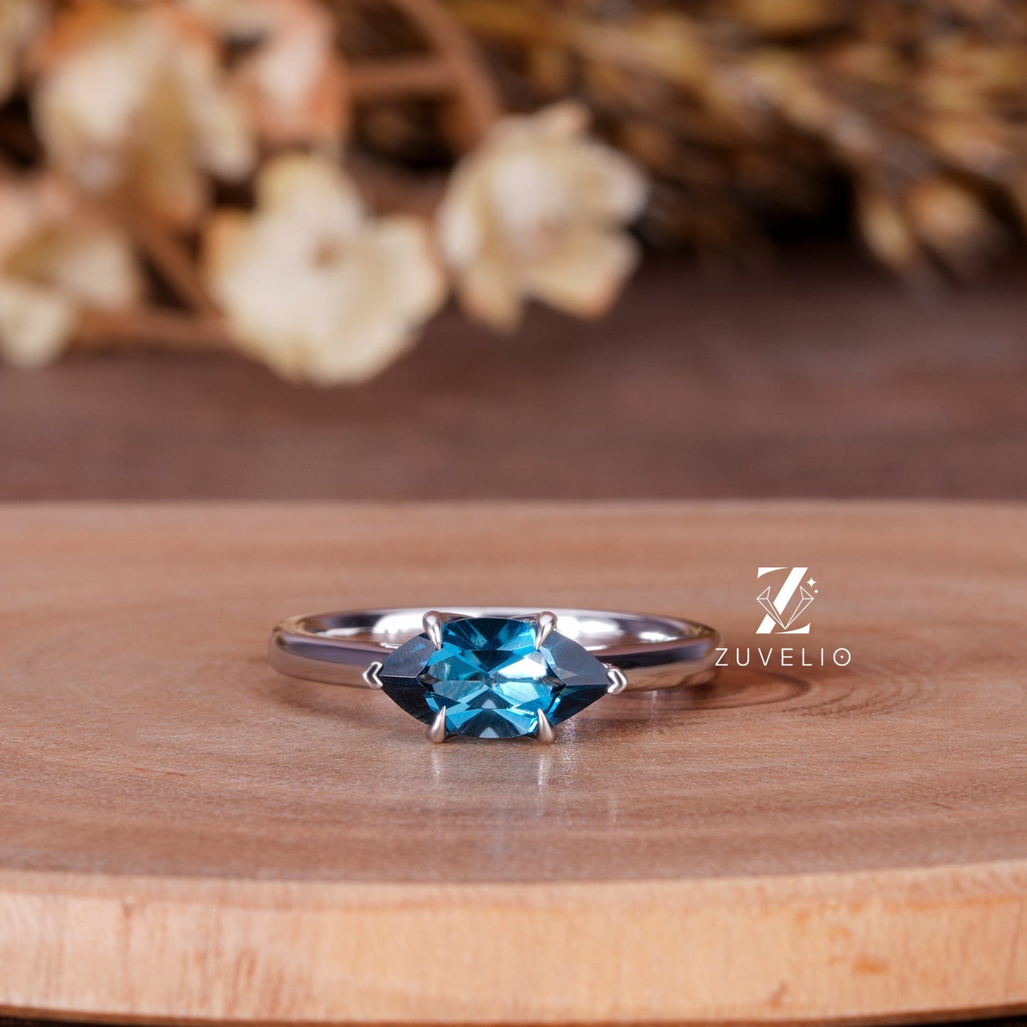 Marquise Blue Topaz Ring