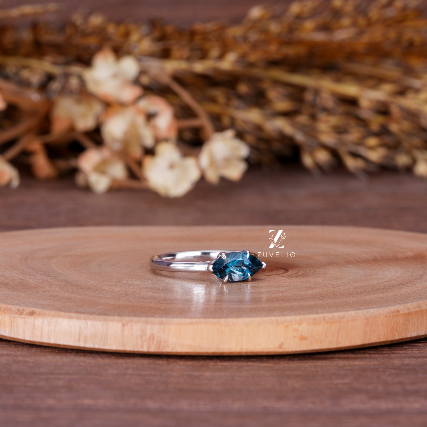 Marquise Blue Topaz Ring