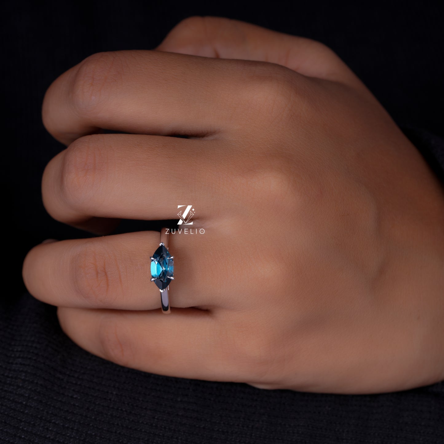 Marquise Blue Topaz Ring