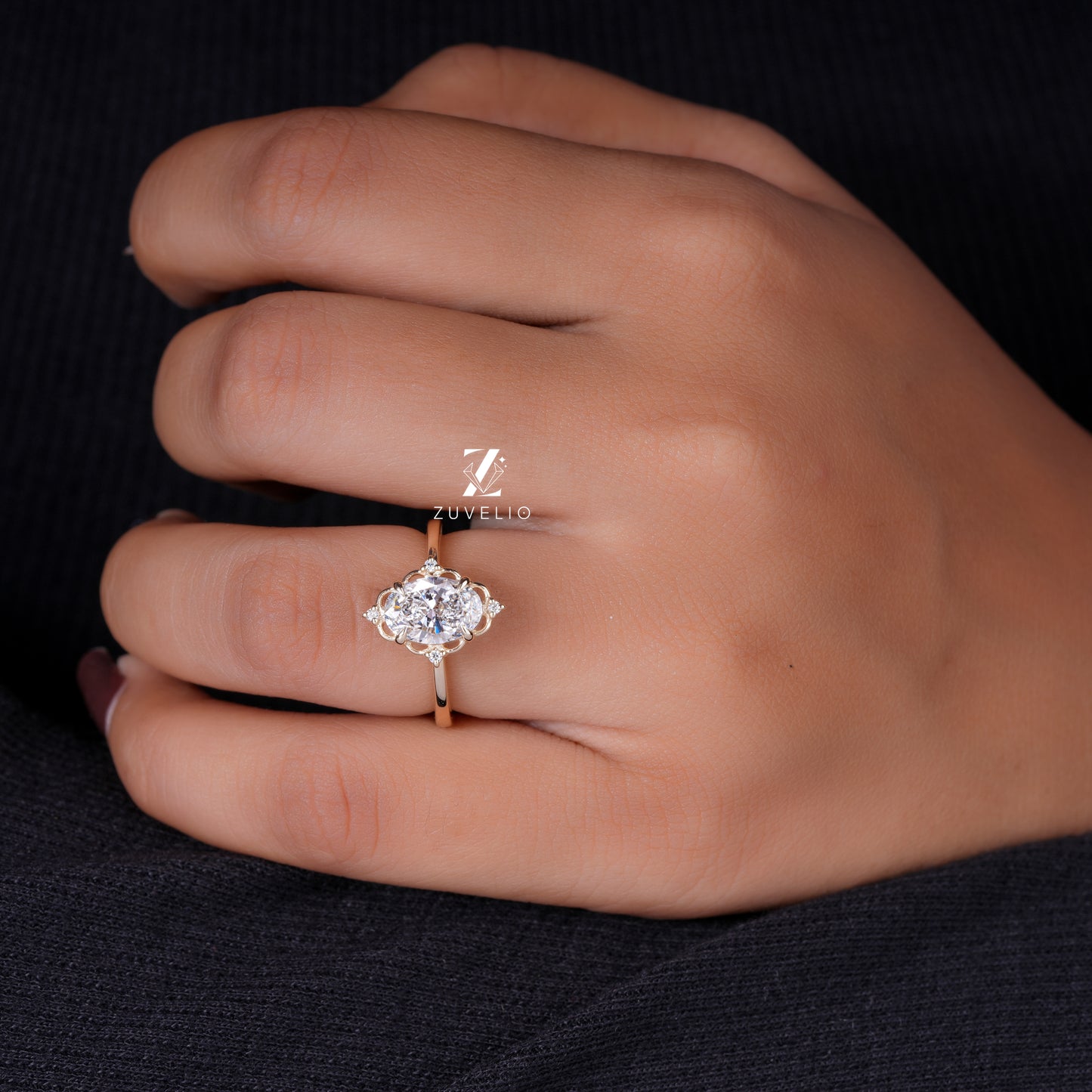 Oval Filigree Diamond Ring