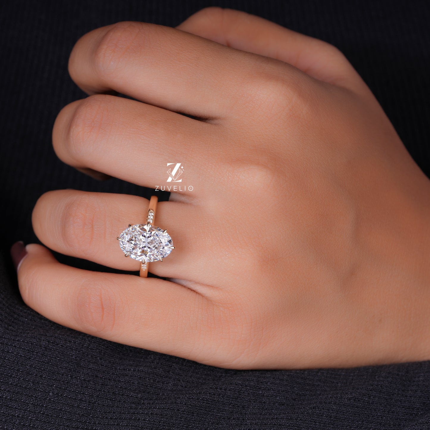 Oval Cathedral Diamond Ring