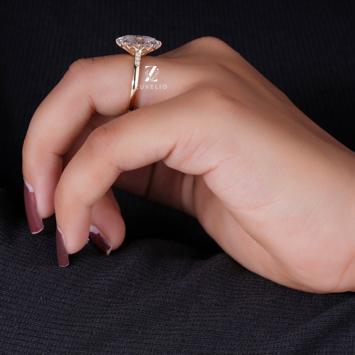Oval Cathedral Diamond Ring