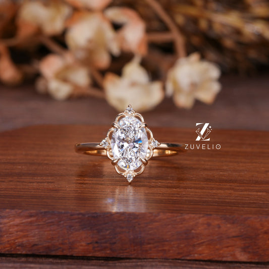 Oval Filigree Diamond Ring
