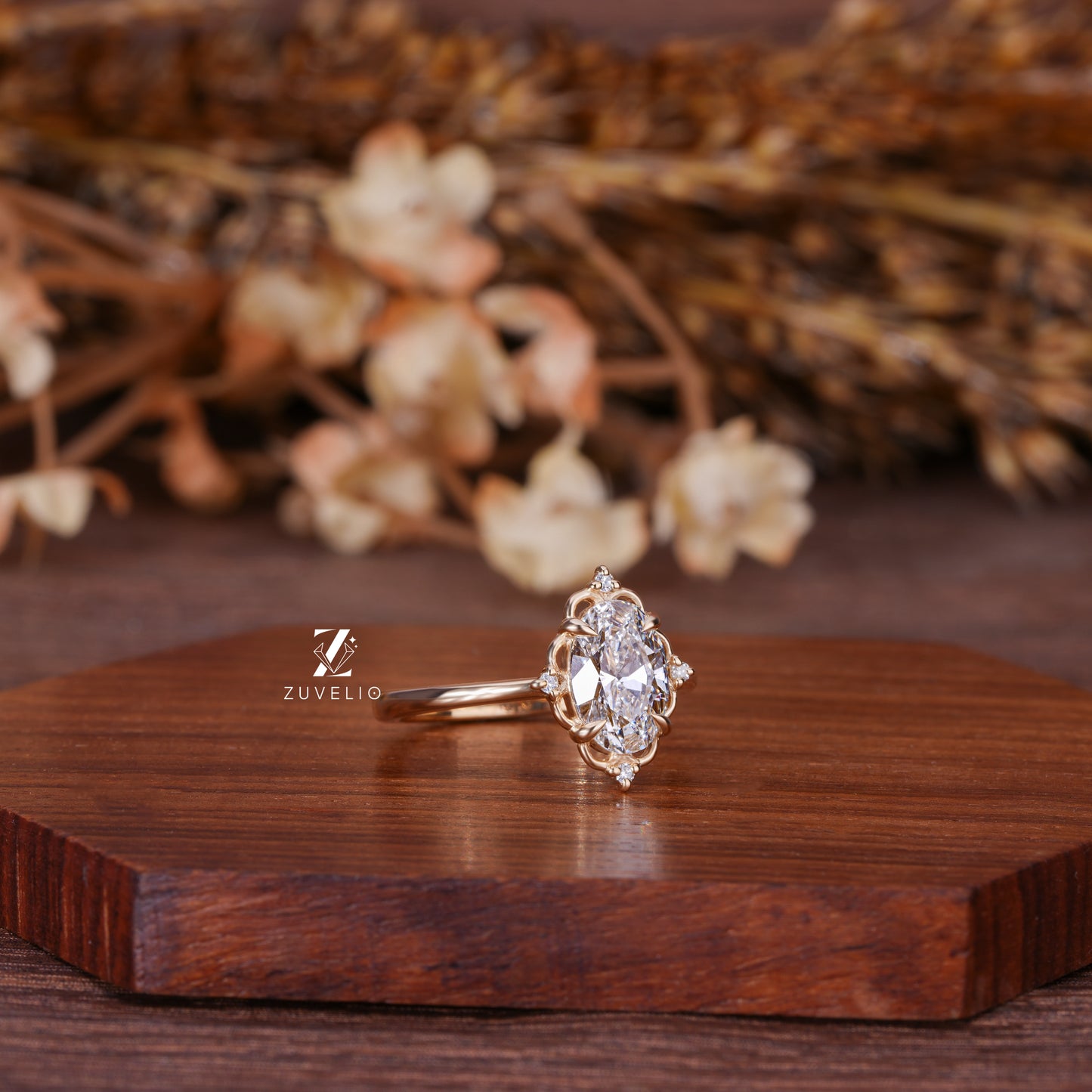 Oval Filigree Diamond Ring