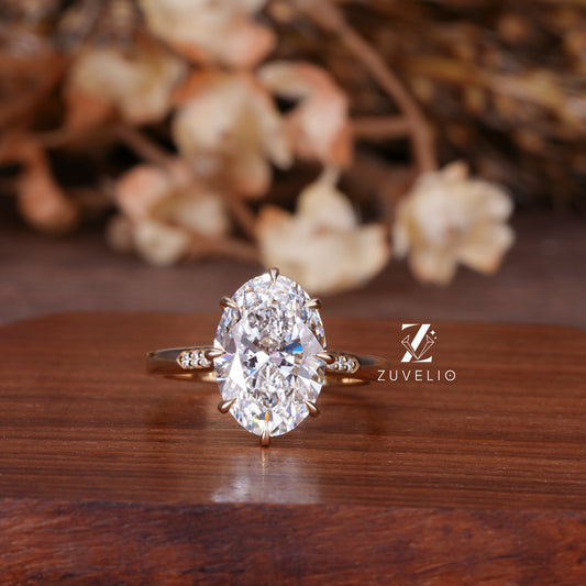 Oval Cathedral Diamond Ring