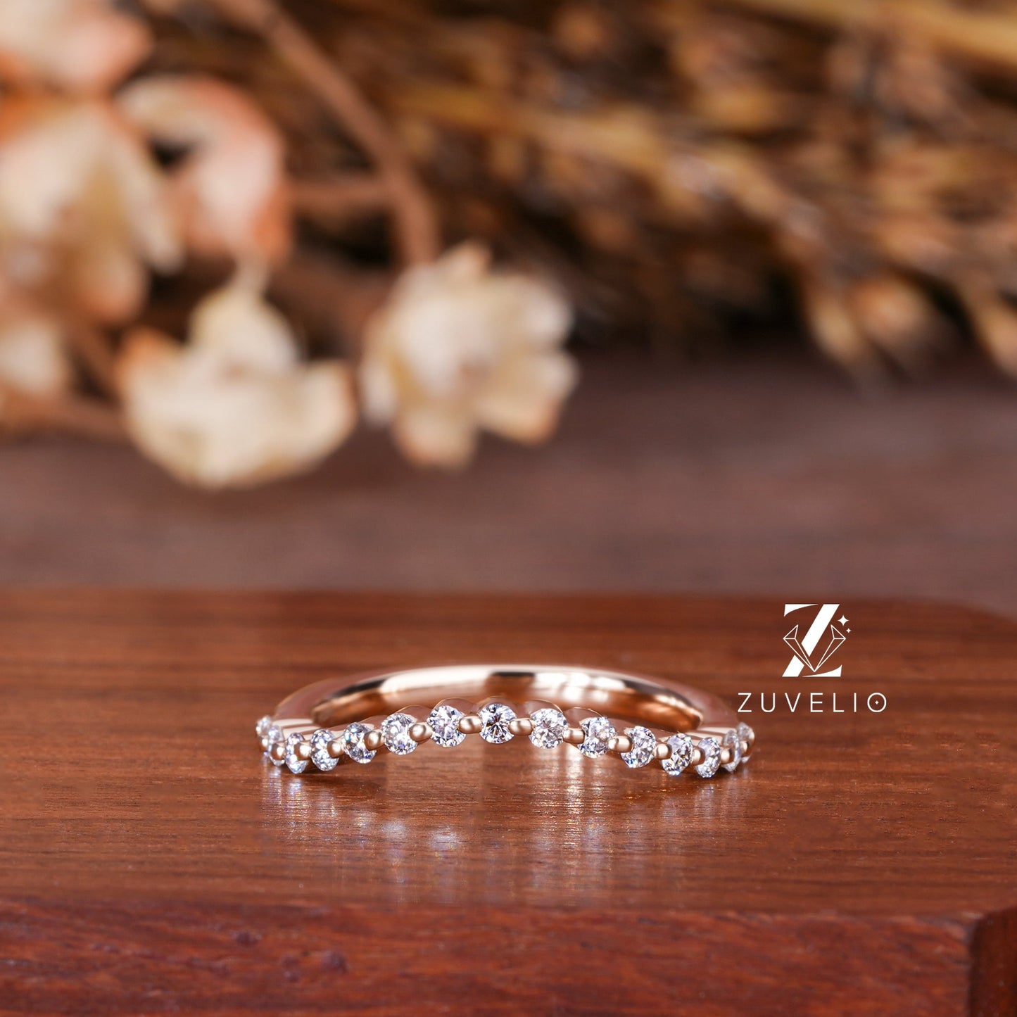 Wavy Moissanite Wedding Band