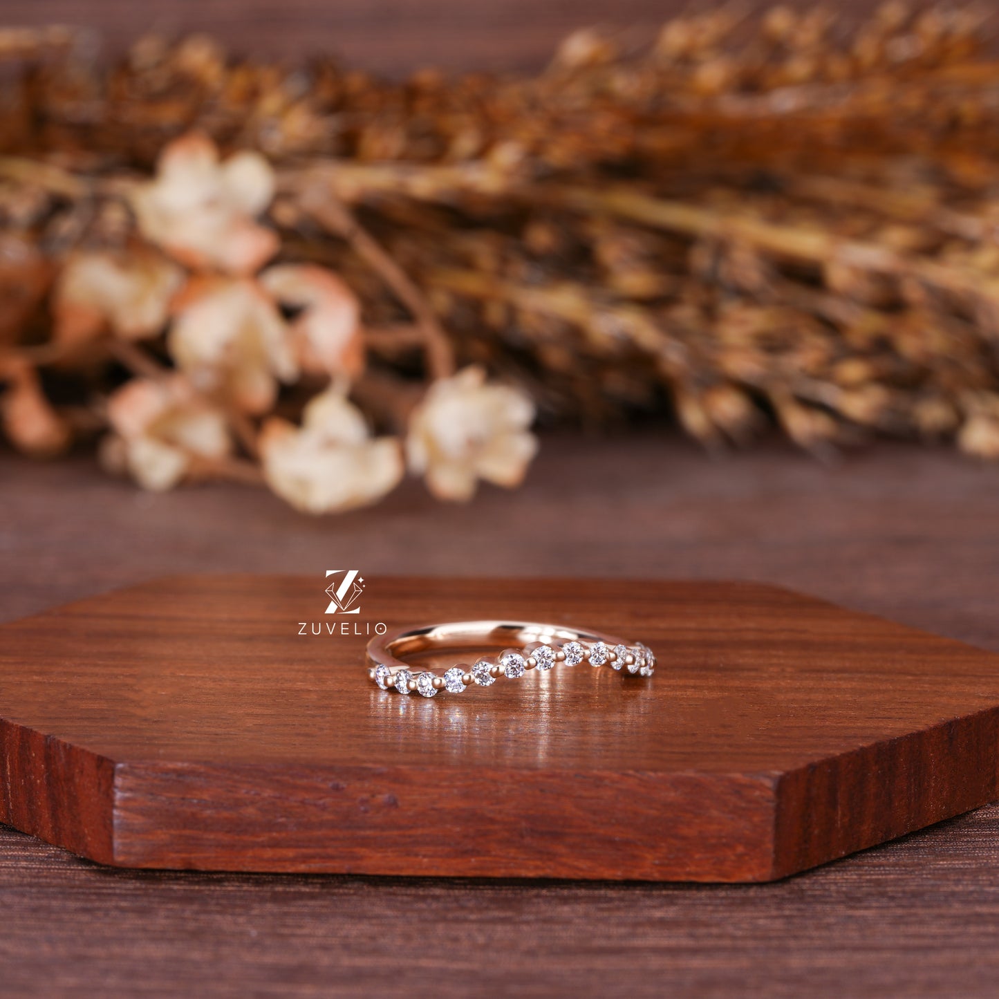 Wavy Moissanite Wedding Band