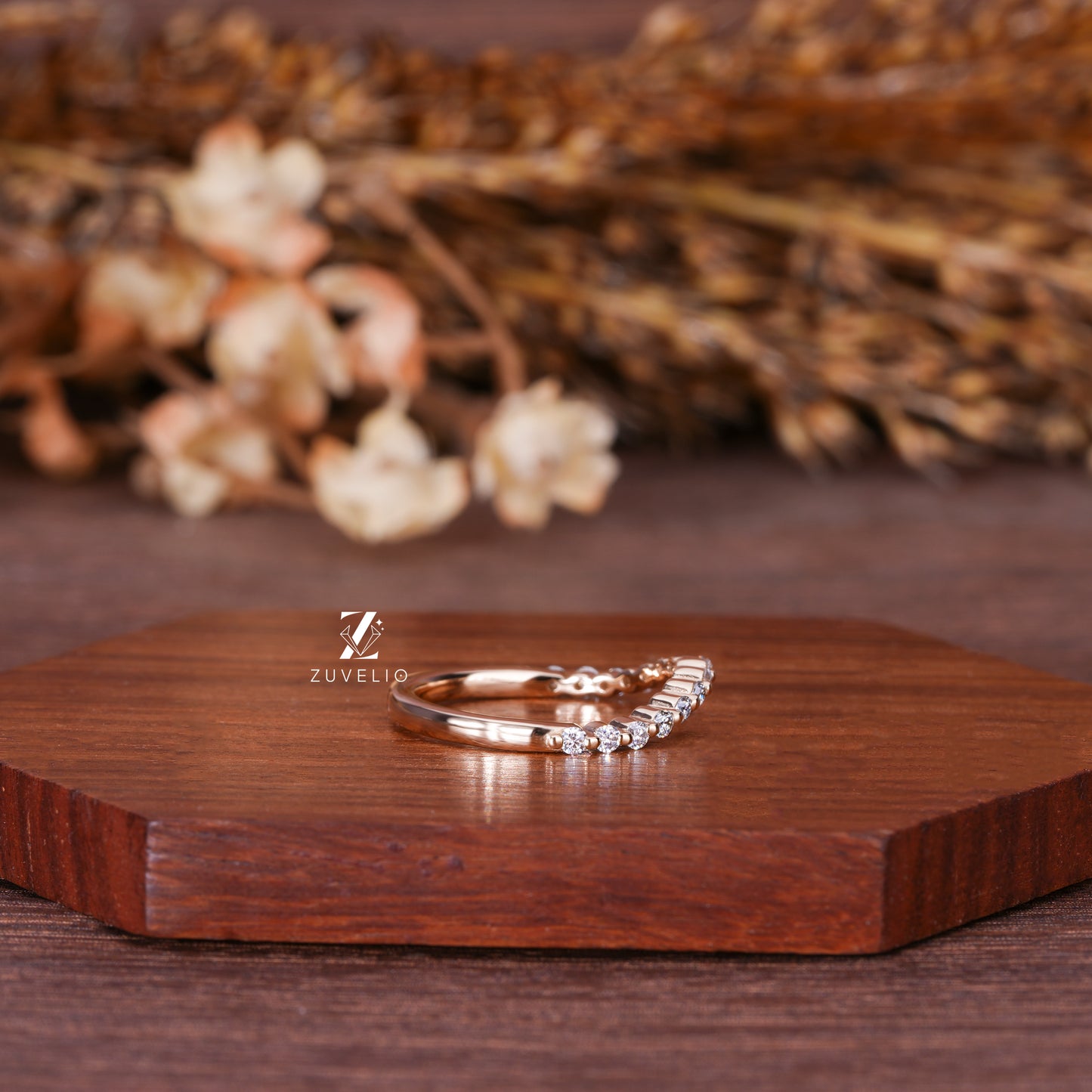 Wavy Moissanite Wedding Band