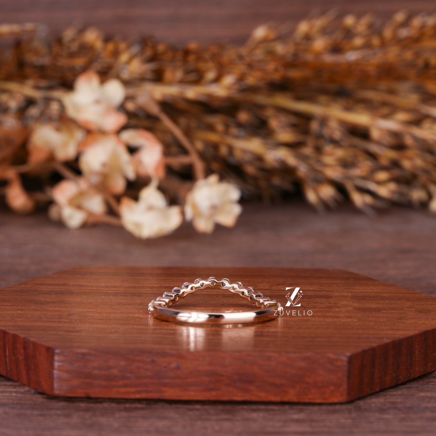 Wavy Moissanite Wedding Band