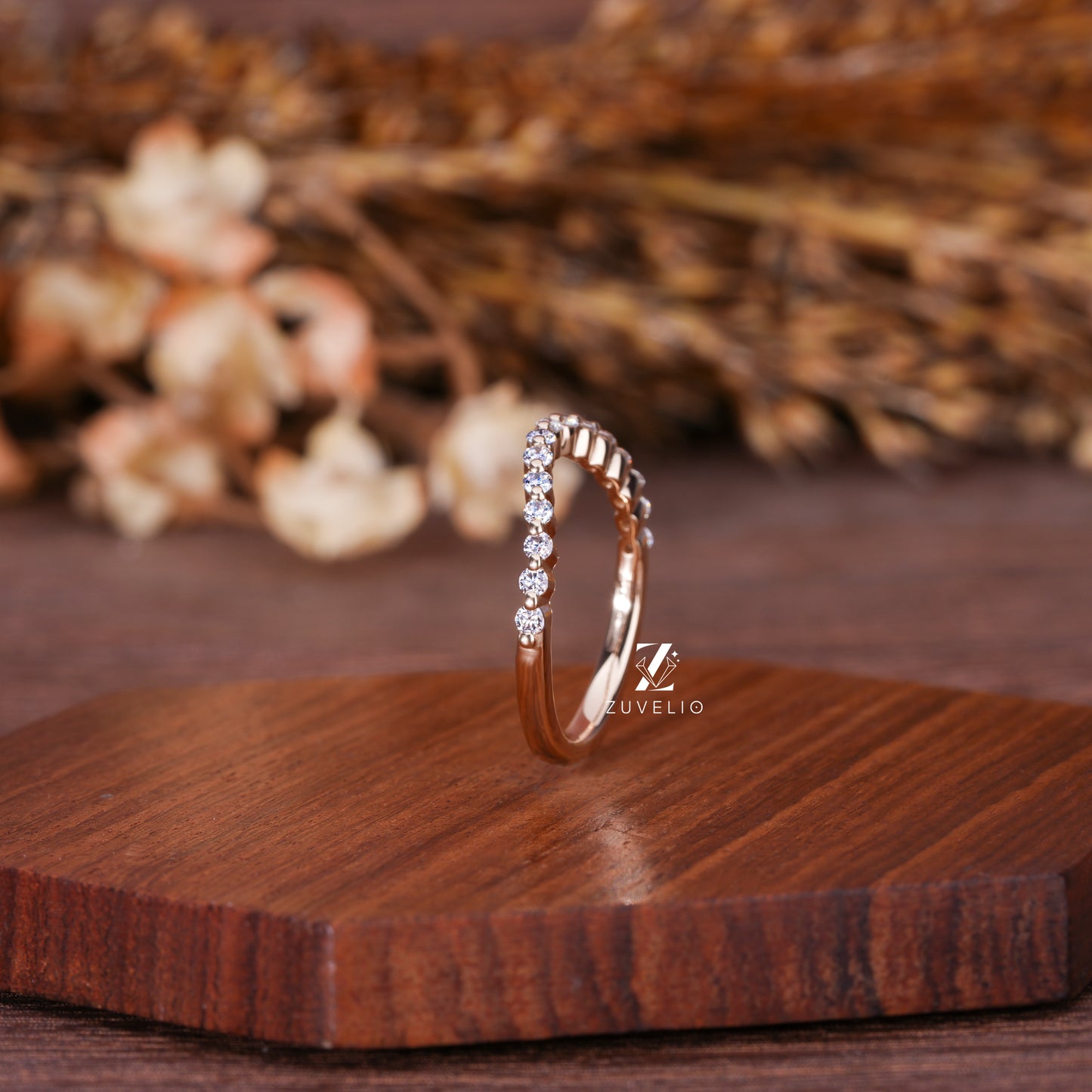Wavy Moissanite Wedding Band