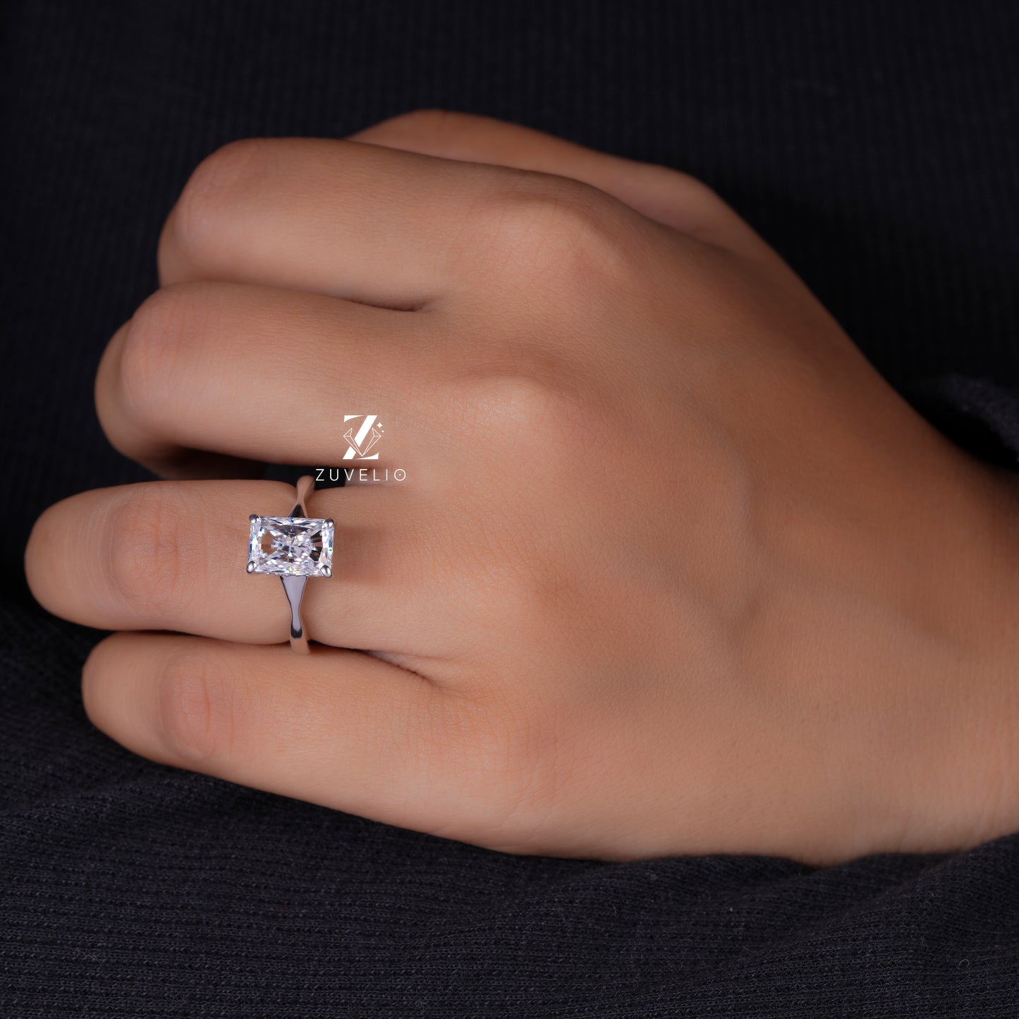 Radiant Moissanite Solitaire Ring