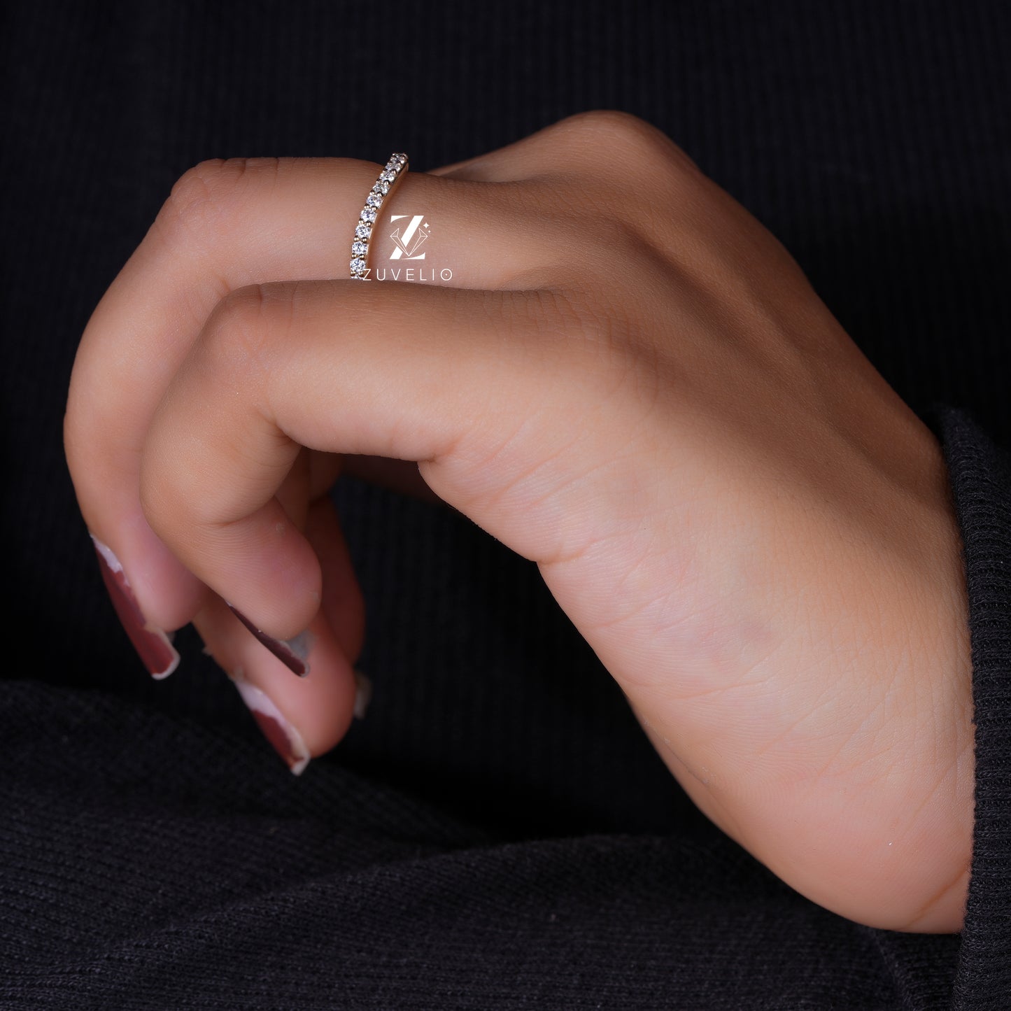 Wavy Moissanite Wedding Band