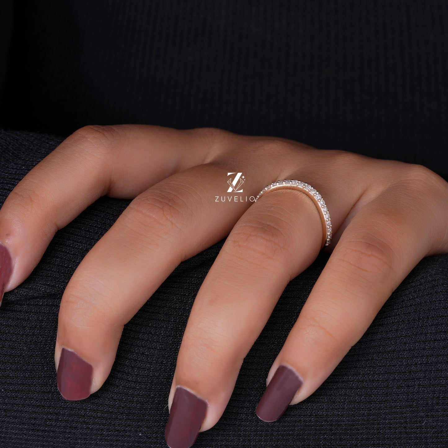 Wavy Moissanite Wedding Band